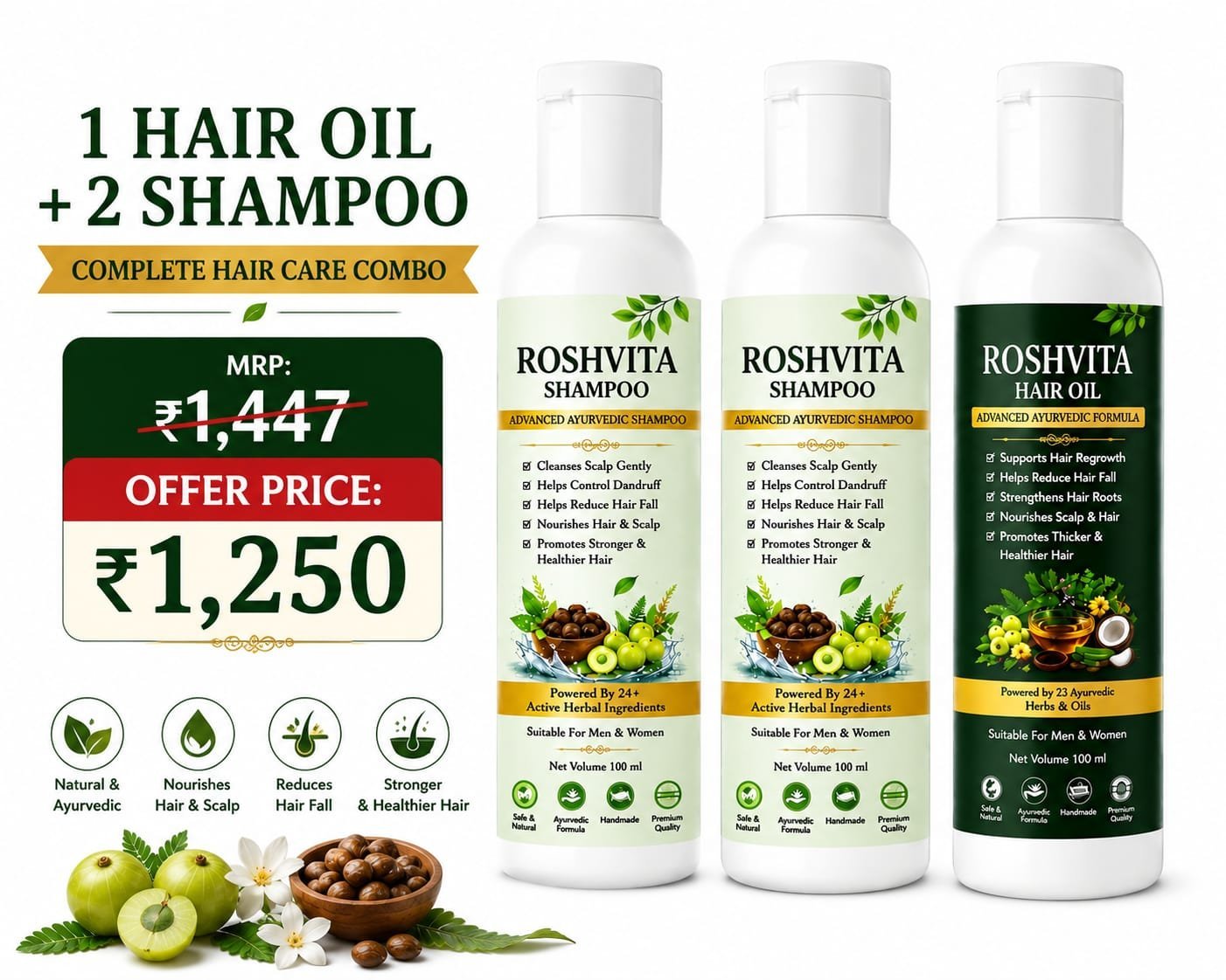 WhatsApp-Image-2026-08-22-at-1.51.50-PM ROSHVITA Hair Care Combo | 1 Hair Oil 100 ml + 2 Shampoo 100 ml Each | Hair Fall, Hair Breakage, Weak Hair & Dandruff Care | Nourishes Scalp & Hair | Stronger, Smoother & Healthier-Looking Hair - Image 1